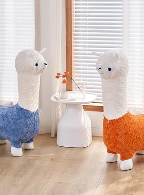 红羊驼凳现可代客厅创意爱板儿4981童凳子展厅样间艺术网动物沙发