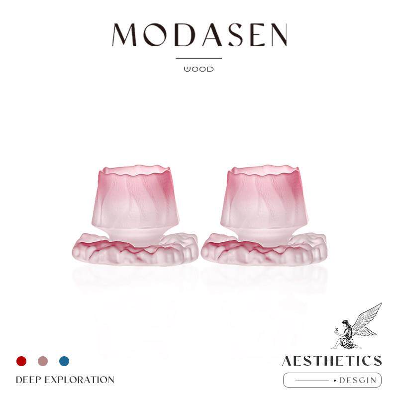 MODASEN丨粉山 BYEO日式渐层玻璃小茶杯主人杯清酒杯子带底座礼物