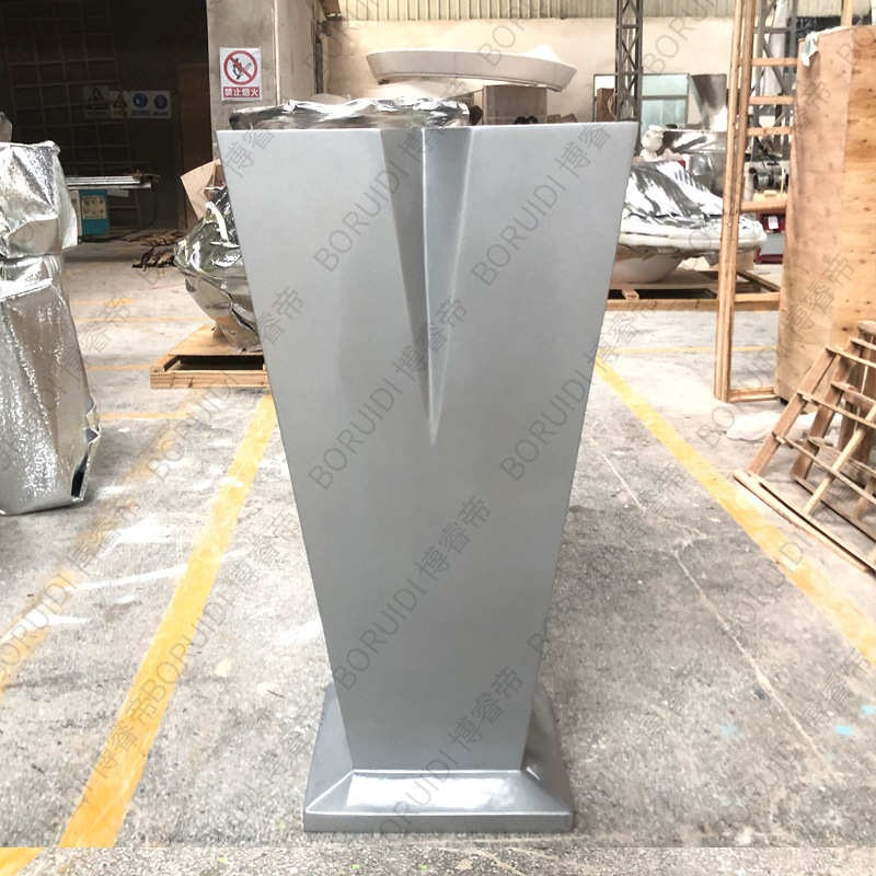 玻璃钢方形高花盆学校医院异形创意花器FRP树脂造型花钵户外花瓶