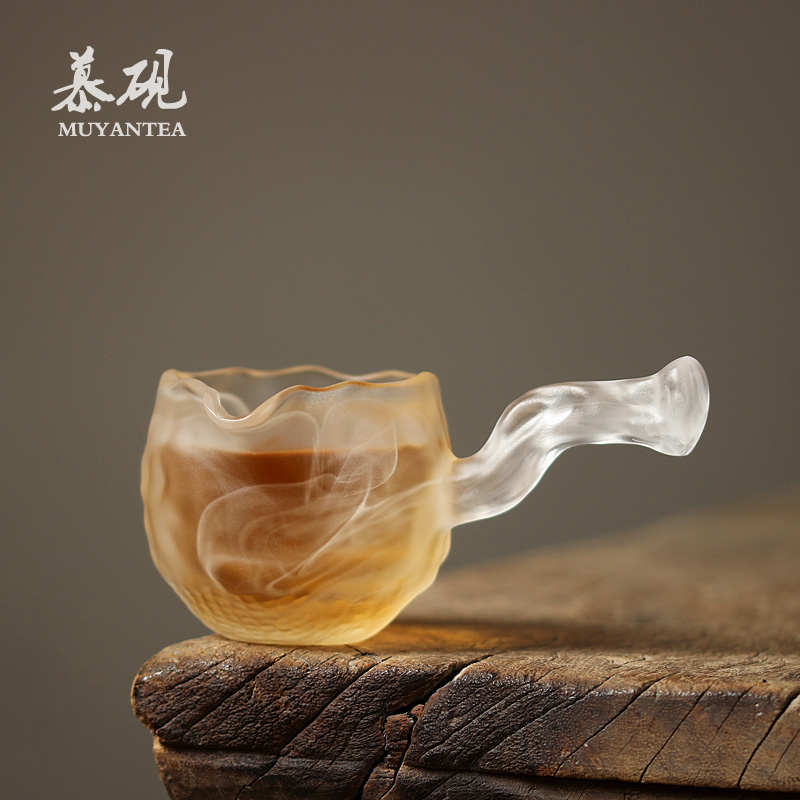 慕砚 琉璃侧把公道杯 古法打造 功夫茶具匀杯 墨韵禅意手工分茶器