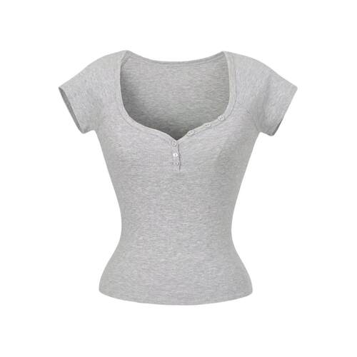 Peach collar low cut short shirt with a feminine feel,