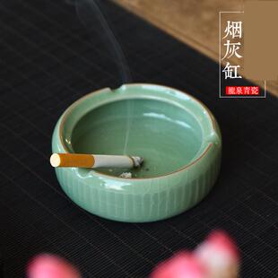 7K1哥窑青瓷家用烟灰缸茶桌多用茶洗大号书法文房笔洗果盘杂物碗