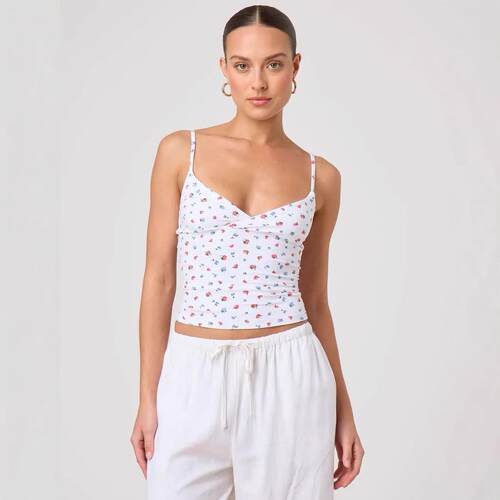 Chic Women's Cropped Cami Tops Sleeveless Open Back V Neck