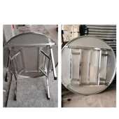 304加厚不锈钢折叠圆桌子带转盘吃饭家用饭店餐桌排档流动酒席桌