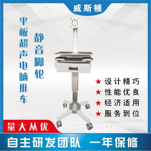 简易查房用移动平板电脑推车可高度调节台车移动护理车
