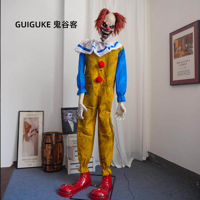 万圣节跨境新款电动感应抽搐动画小丑鬼屋大型游乐园户外布置道具