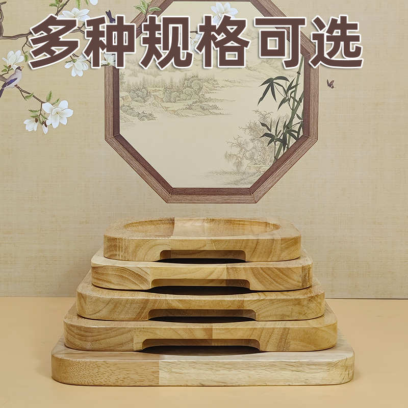 盘制砂锅新款垫石餐铁板实木垫板商用家用隔热底座烧烤正方形托盘