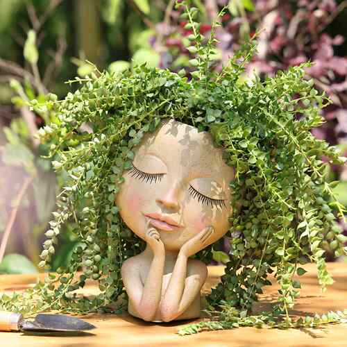Face Head Planter Succulent Plant Flower Pot Resin Containe