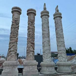石雕盘龙柱寺庙家祠青石花岗岩华表文化柱广场大理石祥云石龙柱子