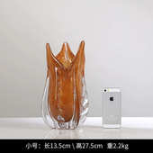 作奢花手酒柜艺术摆设摆件餐厅大师餐桌花瓶客厅玄关轻琉璃饰品器