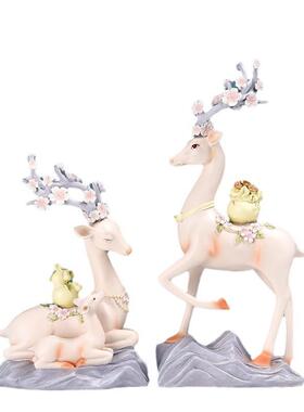 创意鹿摆件套装客厅电视柜酒柜装饰品家居工艺品开业礼品招福摆设