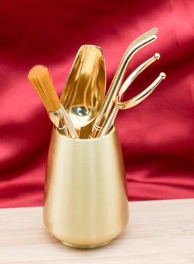 黄铜茶六君子茶具配道套件装茶刀0茶勺茶罐茶壶茶杯茶道套装叶礼