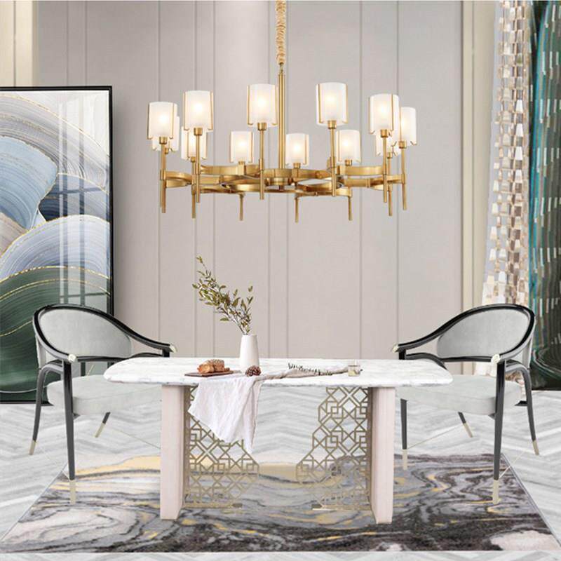 灯饰新中式客厅吊灯餐厅卧室灯现代简约创意古风布艺全铜灯具