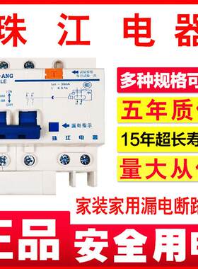 珠江漏电断路器家装家用2P220V32a63A总开关空气带漏保触电保护器