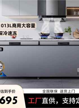 商用冷柜1013升卧式冰柜冰箱囤货冷冻柜冷藏保鲜大一级能效大容量