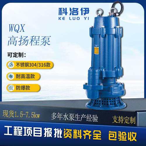 WQX扬程潜水排污泵2寸无堵塞排污泵380V三相工程污水污物潜水泵