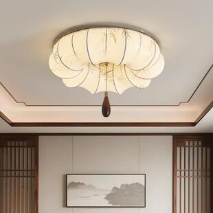 法式中古风餐厅吸顶灯复古蚕丝卧室床头书房原木高级氛围感吸顶灯