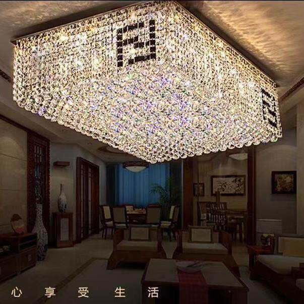 现代轻奢客厅灯卧室吸顶灯创意F字母fend水晶灯餐厅LED灯具长方形