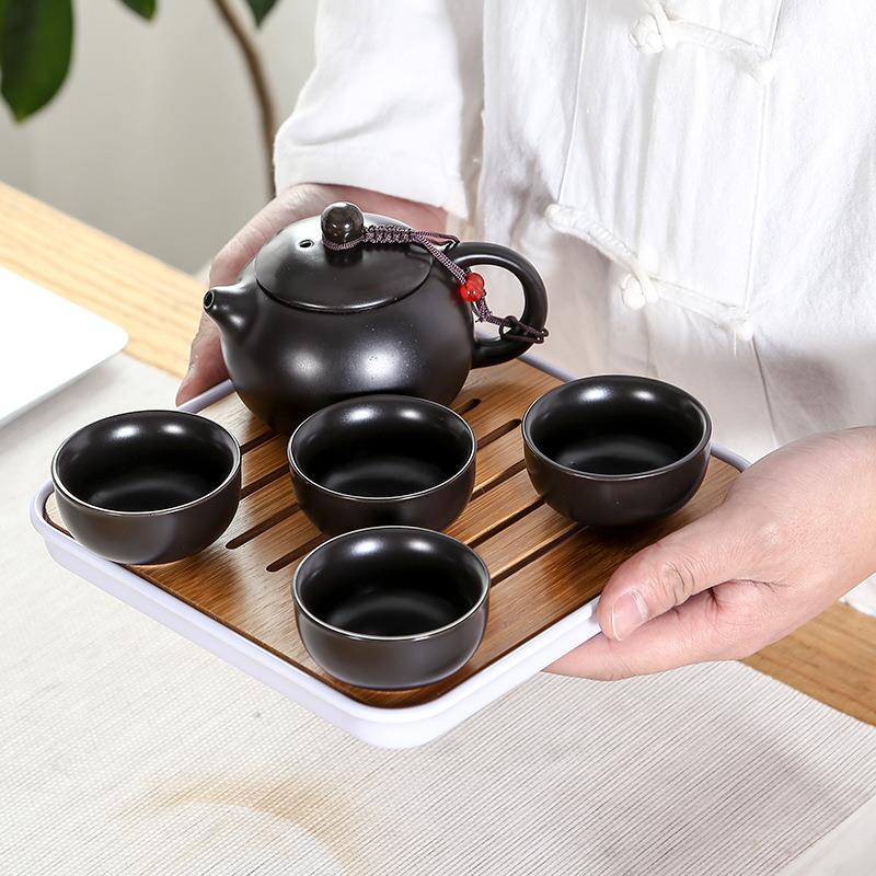 务WE0式茶亚光旅行茶具套装家用快客杯便携小套壶茶杯赠送印字商