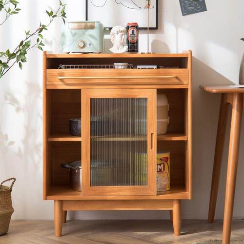 北欧风格餐边柜全实木现代简约客厅茶水柜一体靠墙日式收纳储物柜