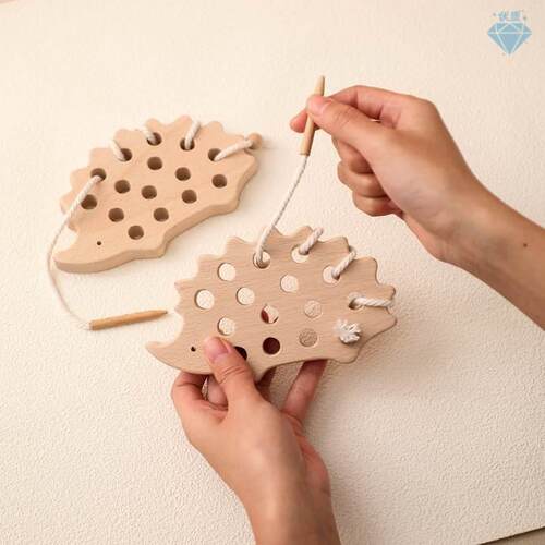 Educational Toys For Baby Animal Wooden Hedgehog Threading B