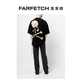 Mastermind Japan男士骷髅头印花丝绒T恤FARFETCH发发奇