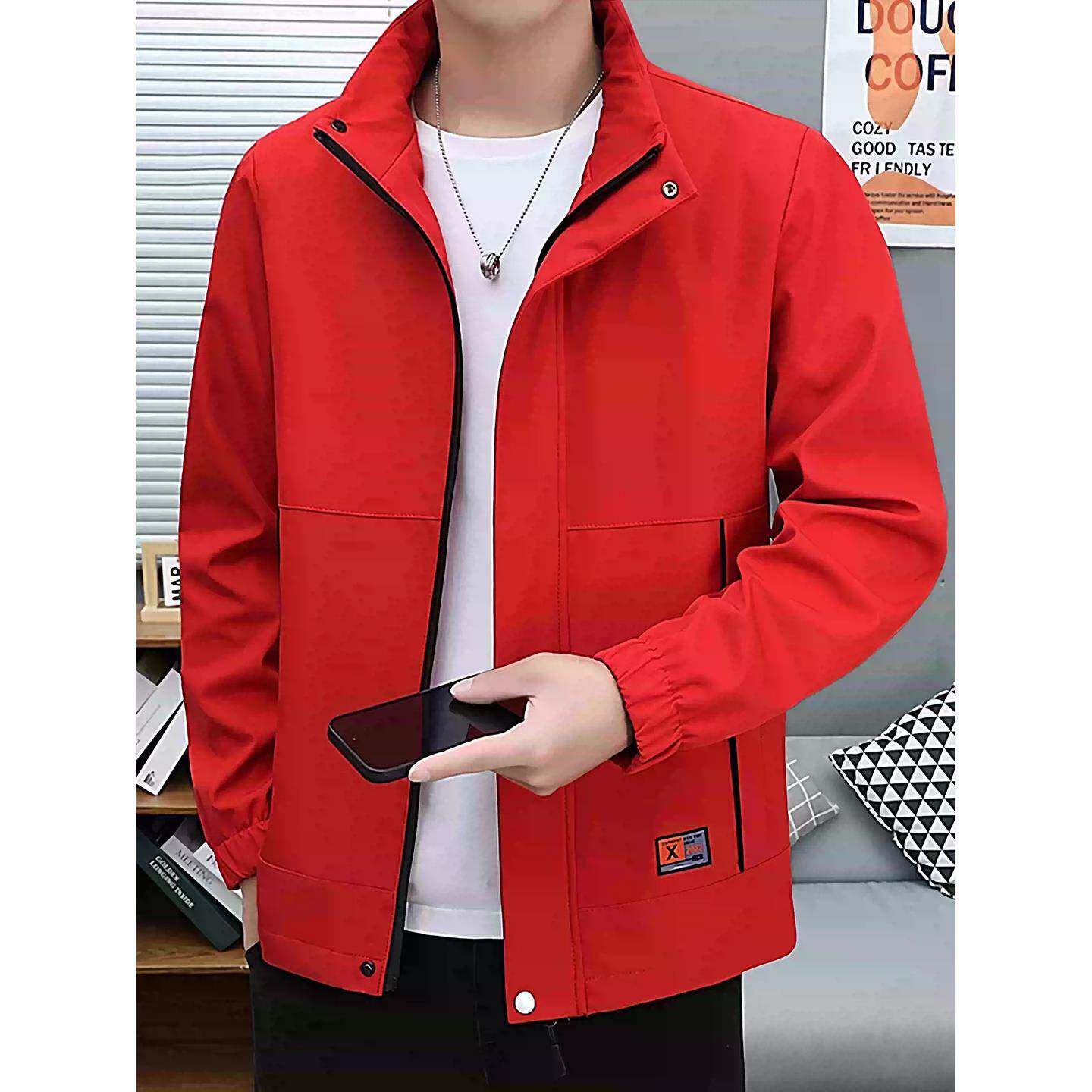 高端夹克男2026新款春秋季加绒加厚宽松男装休闲立领外套高级感