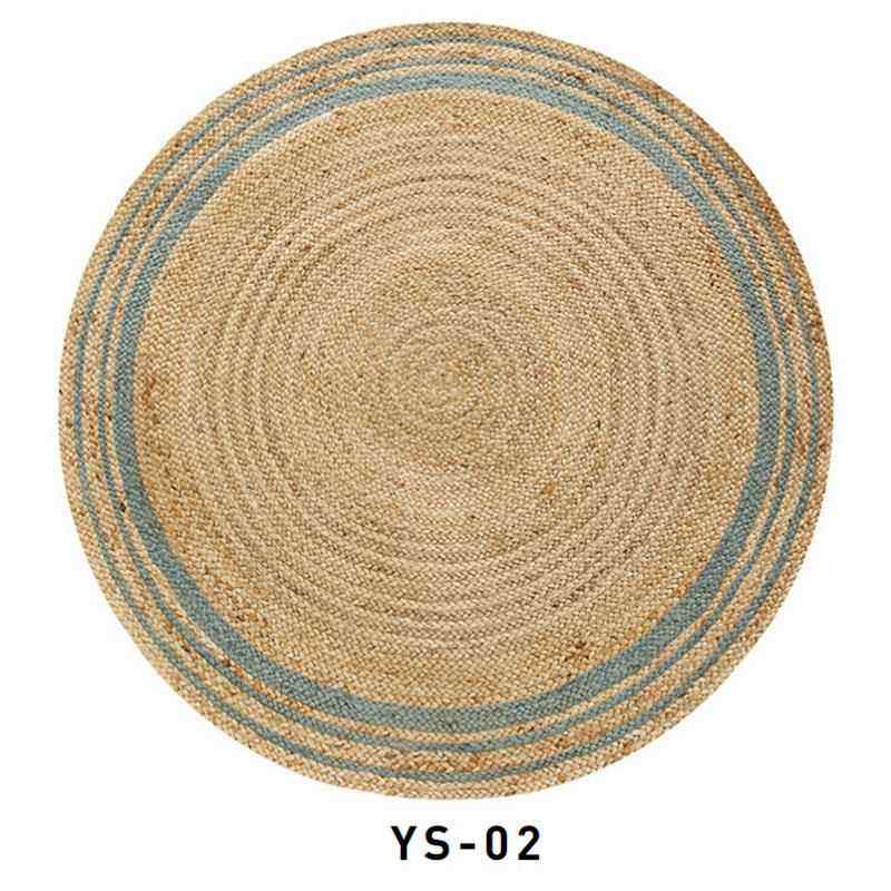 高档馨悦印几度进约口手工编织黄麻圆形地毯厅茶简北客欧民宿风书,居家布艺,地毯,淘宝优惠券,粉丝福利购,淘宝优惠卷