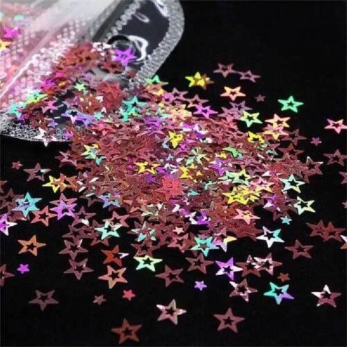 1/5BAGS Glitter Nail Flakes Sparkle Nail Art Hollow Star