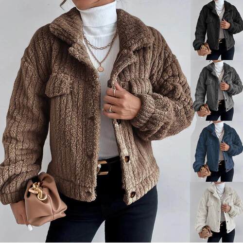 Rabbit plush coat, lapel shirt, women's thick plush