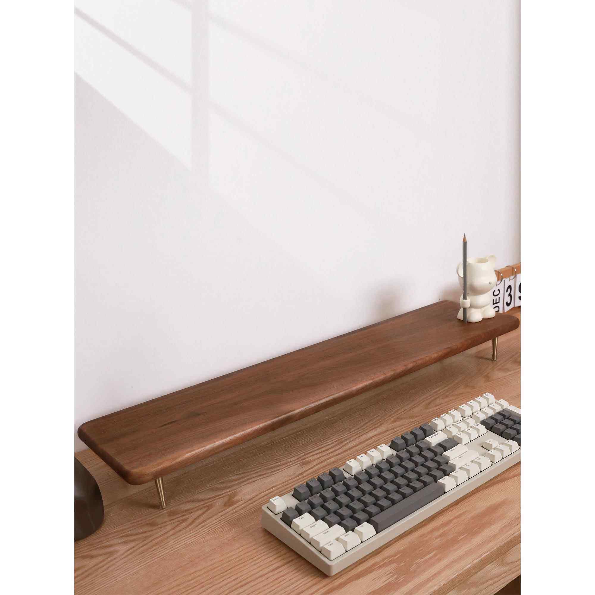 实木显示器增高架黑胡桃红橡木桌面收纳架电脑底座垫高原木置物架