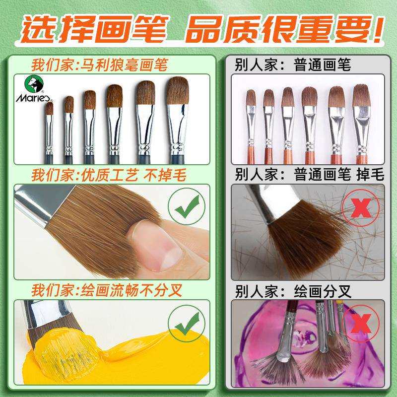 马利水粉颜料套装48色美术生水彩玛丽初学者学生用专业马丽12色24