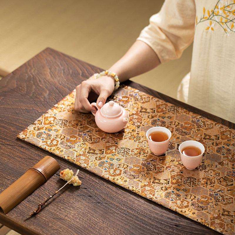 禅艺堂西阵织双面干泡茶席垫茶垫大尺寸香道席中式禅意复古茶道