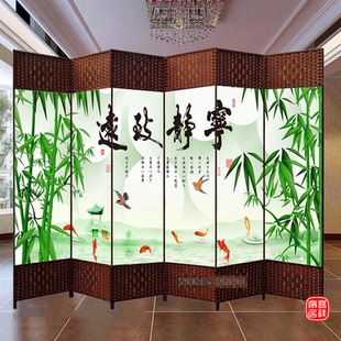 屏风隔断简易折叠客厅玄关墙移动折屏简约现代办公室实木屏风 中式