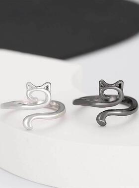 Opening Adjustable Fashion Animal Cat Ring Jewelry欧美猫戒指
