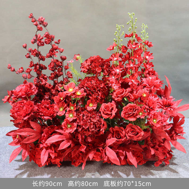 新款婚庆中式婚礼红色地排花酒店装饰仿真花艺道具舞台路引花背景,家居饰品,仿真花/假花,淘宝优惠券,粉丝福利购,淘宝优惠卷
