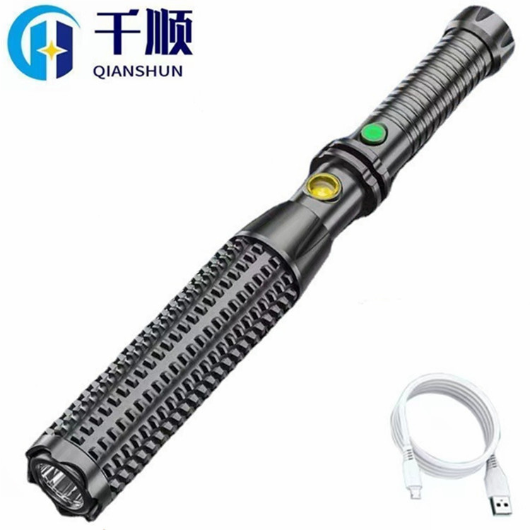 品质棒手电筒充电户外超亮多功能车载伸缩防身自卫手电筒