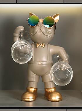 轻奢法斗犬摆件酒柜装饰红酒杯架摆件红酒架红酒杯架倒挂家用酒架