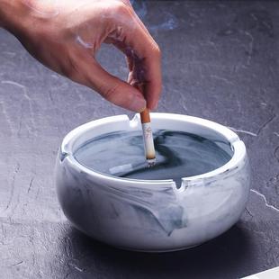 简约特大号陶瓷烟灰缸创意大理石纹大容量加厚烟缸家用办公 欧式