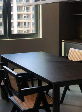 意式极简利丰岩板德餐桌HRA议台轻长方形现代简约奢家会用小户型