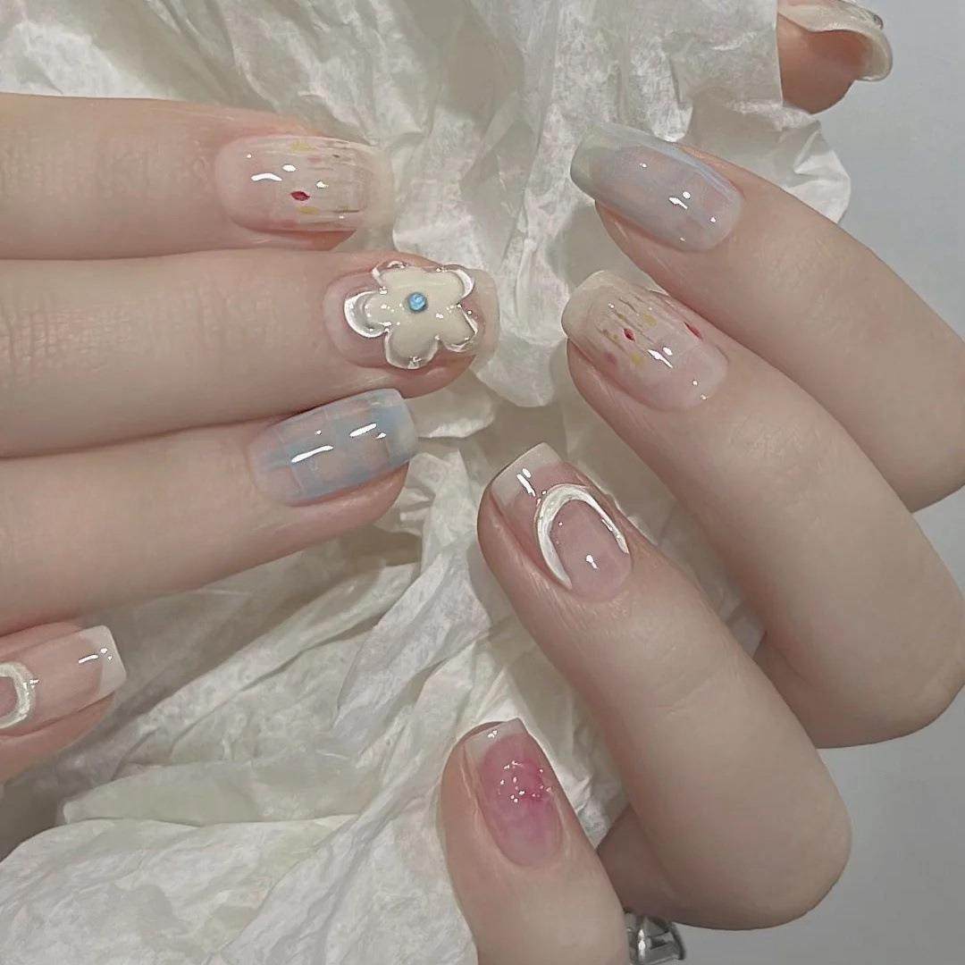 纯手工穿戴甲巴胺手工美甲ins穿戴贴片爆款指甲可拆卸甲片学生甲,收纳整理,指甲油收纳盒,淘宝优惠券,粉丝福利购,淘宝优惠卷