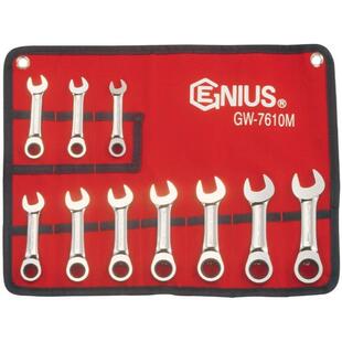 天赋（GENIUS）GW-7610M工具10件套精抛光公制两用短快扳组