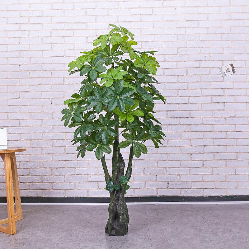 鸭掌灌饰木厂-直销仿木真植物家盆栽客厅装塑料假花假树吉祥发财