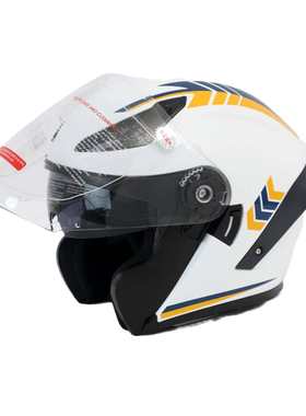 科锐骑行全盔交通勤务巡逻铁骑帽盔白色四季通用双面镜防护安全盔