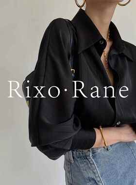 法国Rixo Rane ⭐醋酸缎面黑色衬衫女法式职业垂感衬衣叠穿上衣潮
