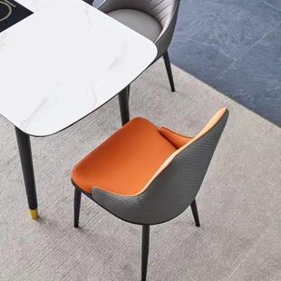 轻奢意高端店餐厅办公家加545用餐椅铁艺软包厚皮革式 休闲酒高背