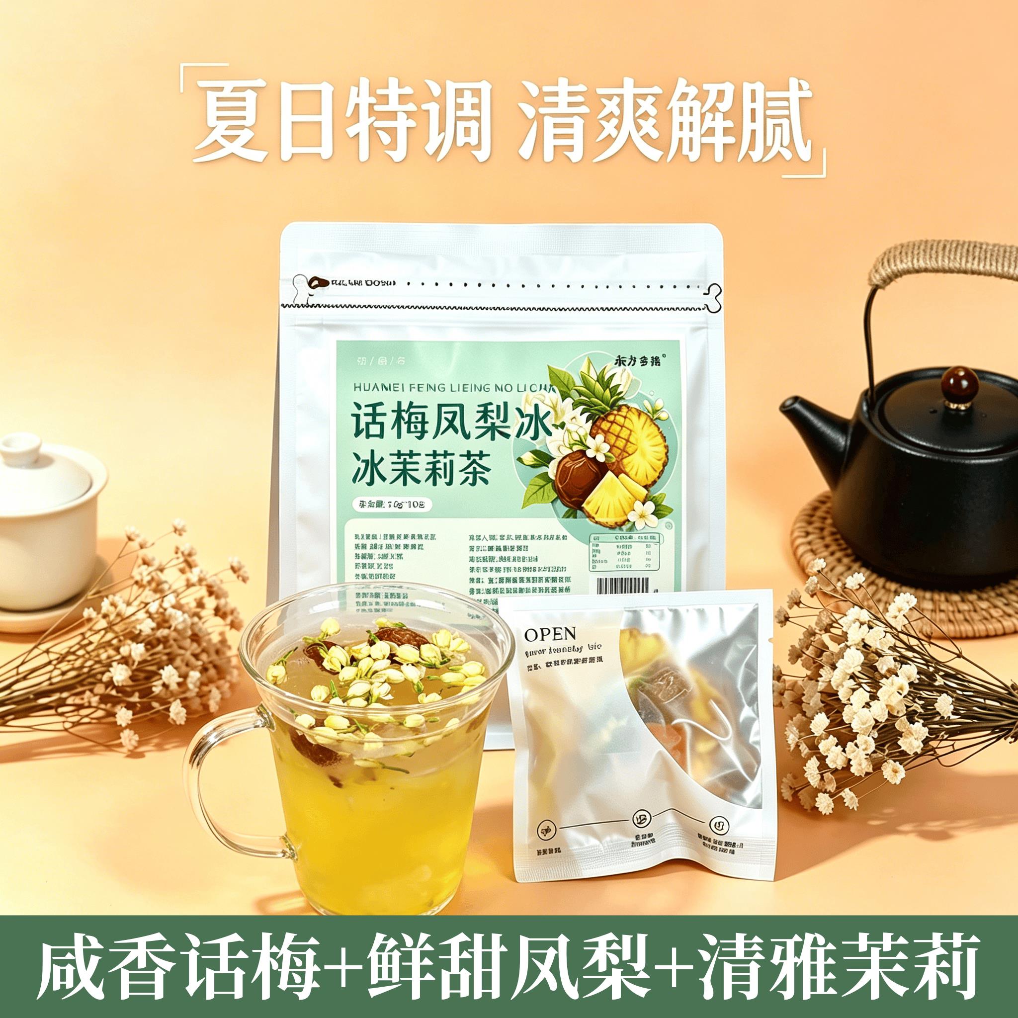话梅凤梨冰茉莉茶夏日冷泡茶水果茶包办公室冲泡饮品网红养生茶饮
