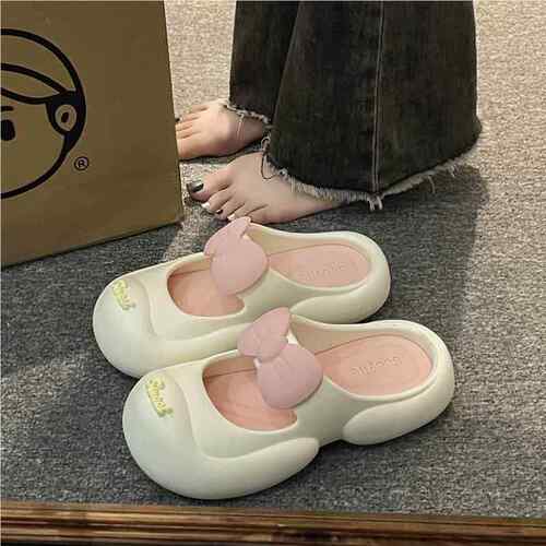 奶呼洞洞鞋女202E4新款秋天可蝴8N3xg6g9爱蝶结包呼头半拖鞋踩屎