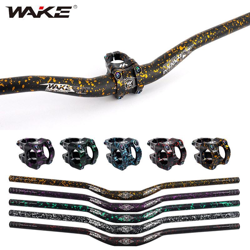 WAKE百思特登山自行车新款迷彩车把超轻780mm燕把+35mm立管套组