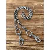 一拖二牵引绳304不锈钢双头遛狗绳牵狗炼子小中大型猛犬防咬拴狗